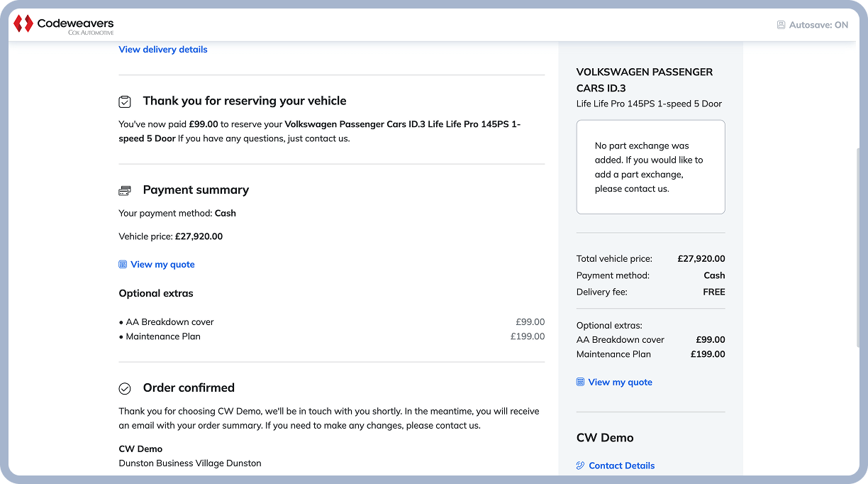 Screenshot of Checkout payment section with cash payment selected.